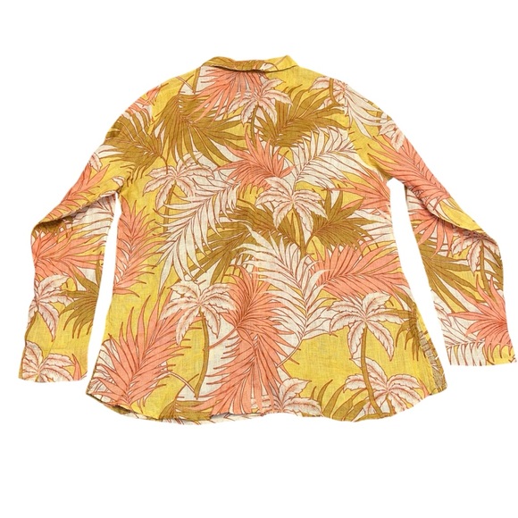 NWT Tahari 100% Linen Tropical Palm Print Button Up Shirt Size M - Picture 3 of 7